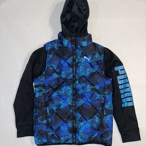 Puma Boys Full Zip Hooded Jacket Youth Size M 10/12 snowboard ski vest puffer